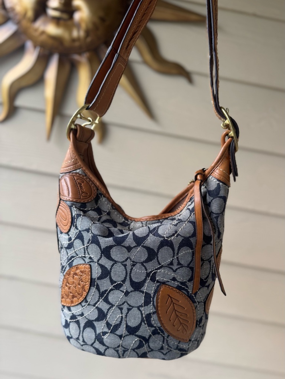 RARE Coach Bleecker denim floral hobo bag - Picture 3 of 8